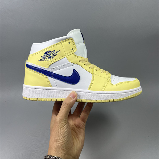 Men's Running Weapon Air Jordan 1 Yellow/White Shoes 0572